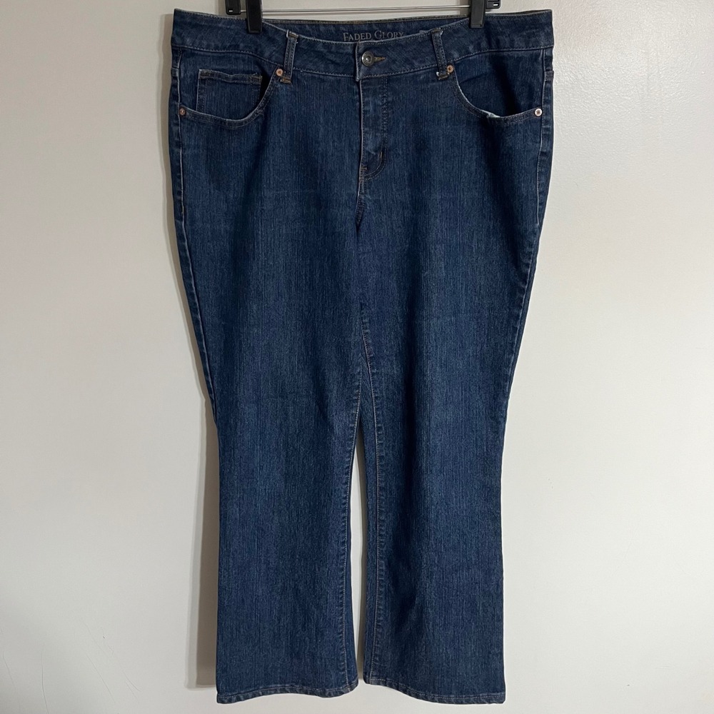 Faded Glory Womens Bootcut Jeans Dark‎ Wash Stretch Denim Size 18 Plus Size